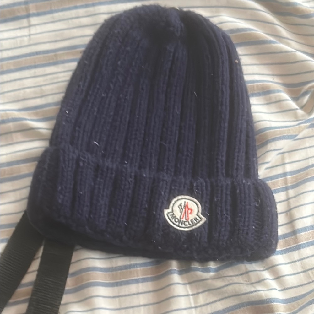 Moncler Navy Blue Knit Beanie